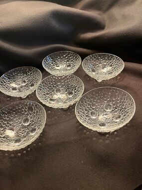 Vintage Walther Glas  Bubble glass sauce bowls with feet.  Set of 6.  1950’s